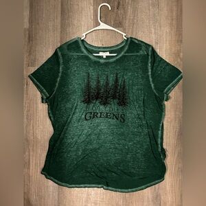 Emerald green “Holiday Green” graphic tshirt from Maurice’s